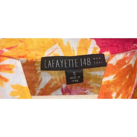 Lafayette 148 bright plunge  blouse boho   Batik summer sheer size s - Picture 3 of 5